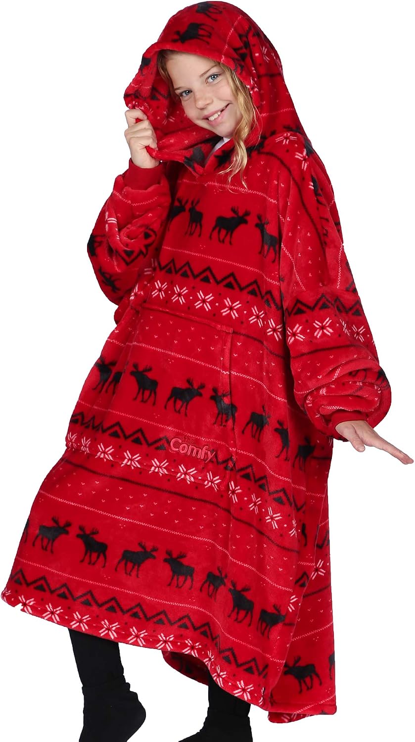 THE COMFY Dream | Oversized Light Microfiber Wearable Blanket, Seen on Shark Tank, One Size Fits All, (Moose)