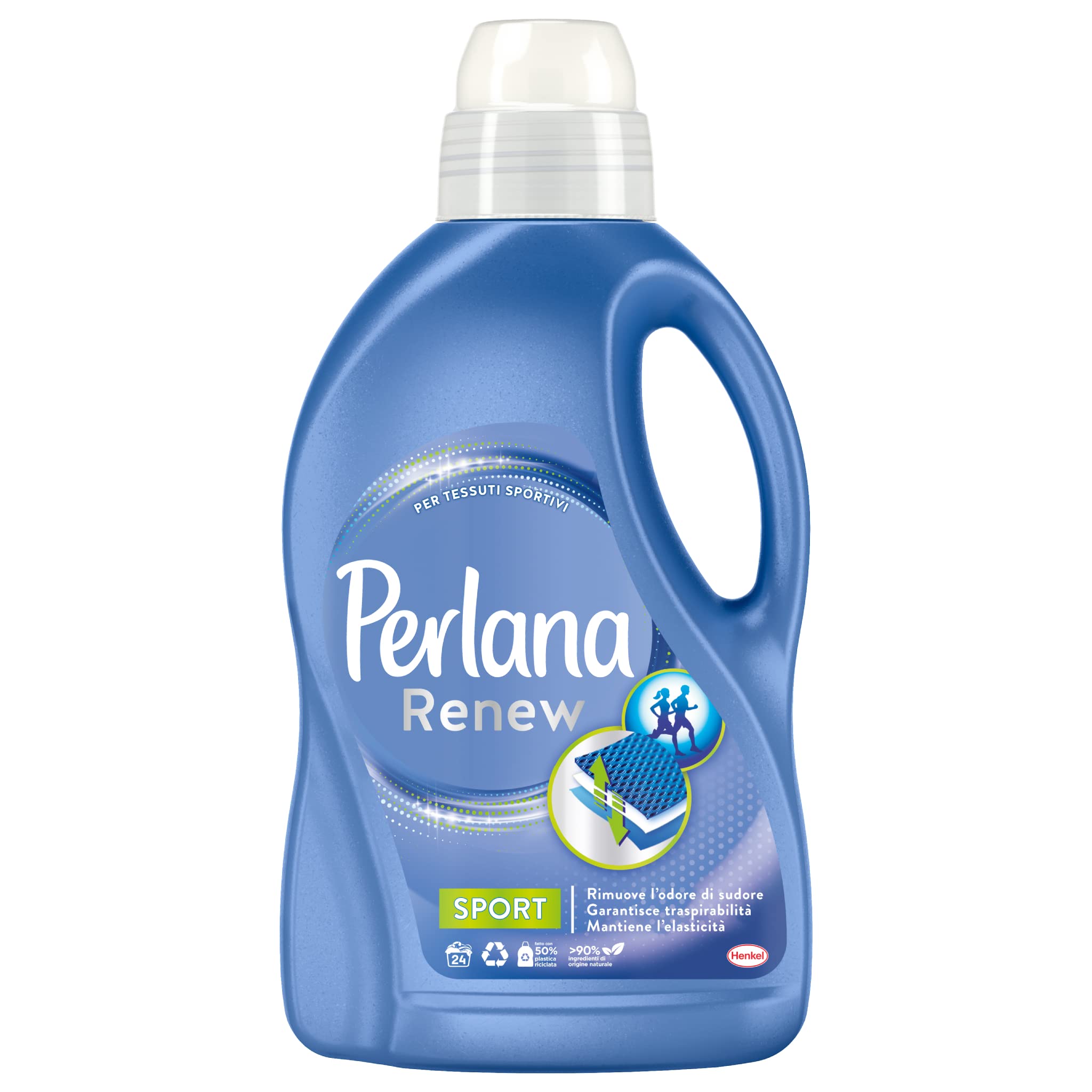 Perlana Renew Sport - Detergente para lavadora, elimina el olor a sudor, 8 x 1,440 l