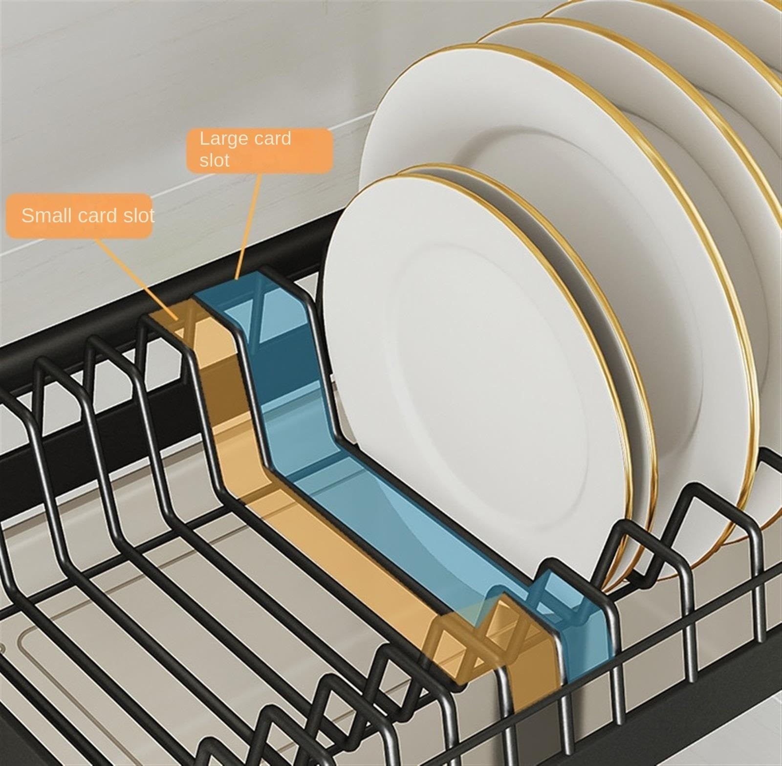 Escurreplatos Escurridor De Platos Mostrador, Rejilla Secado con Soporte para Cuchillos, Estante para Utensilios, Secadora 3 Capas Organización Cocina