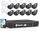Swann NVR Add-On Security Camera for Wired PoE NVR CCTV Recorders, 4K Ultra HD Video, Indoor/Outdoor Surveillance, Sensor Lights, Color Night Vision, Heat & Motion Detection, 875WLB