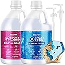 Teexpert Crystal Clear Epoxy Resin Kit 1 Gallon Self-Leveling Coating and Casting Resin, High-Gloss & Bubbles Free Resin and Hardener Kit for DIY Art, Jewelry, Table Top, Molds, Wood 1:1 Ratio