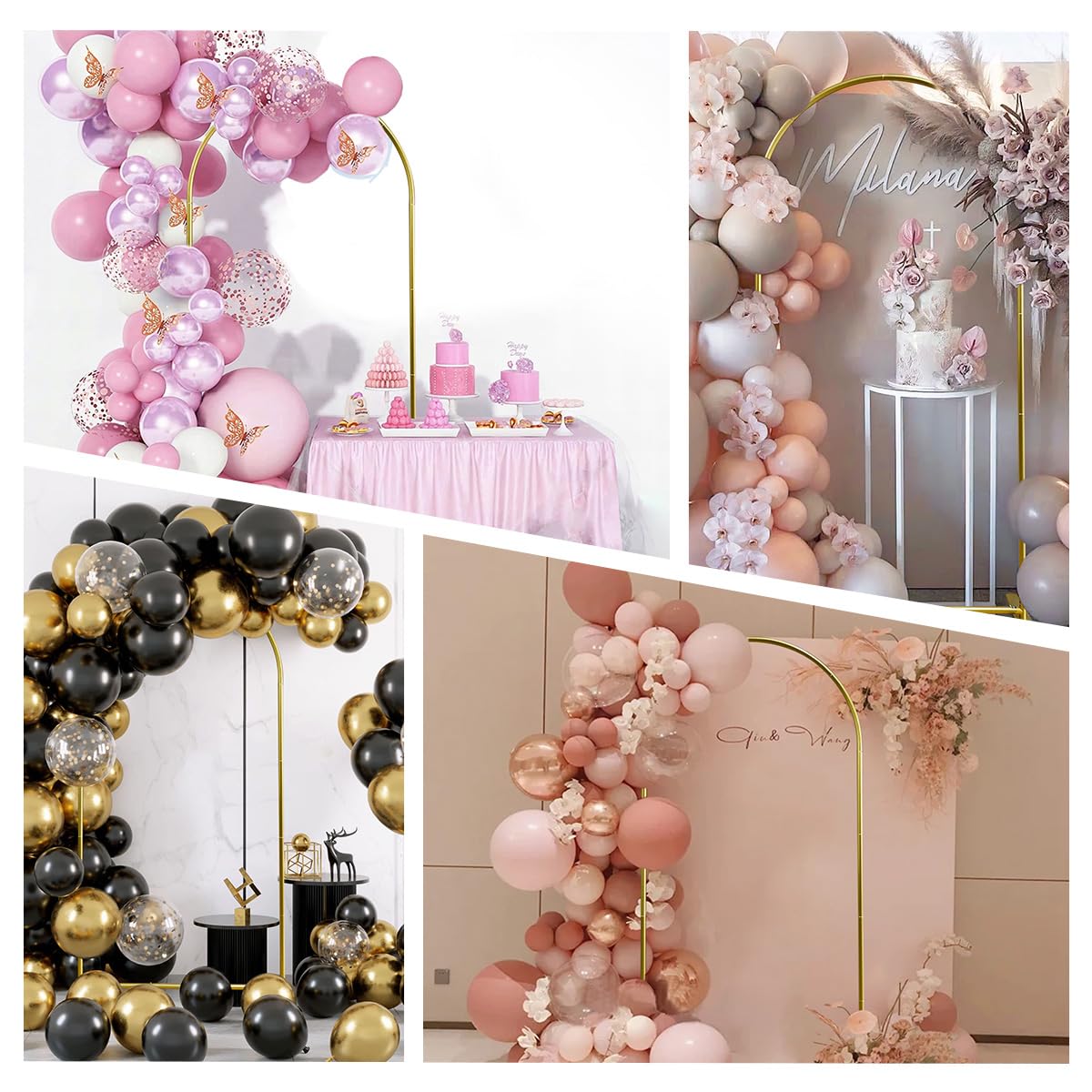 Set Fondale Ad Arco Con Supporto E Coperture, 2,2 M E 1,8 M, Per Feste Di Compleanno, Matrimoni, Baby Shower, Incluso Borsa E Guanti, Bianco - 2