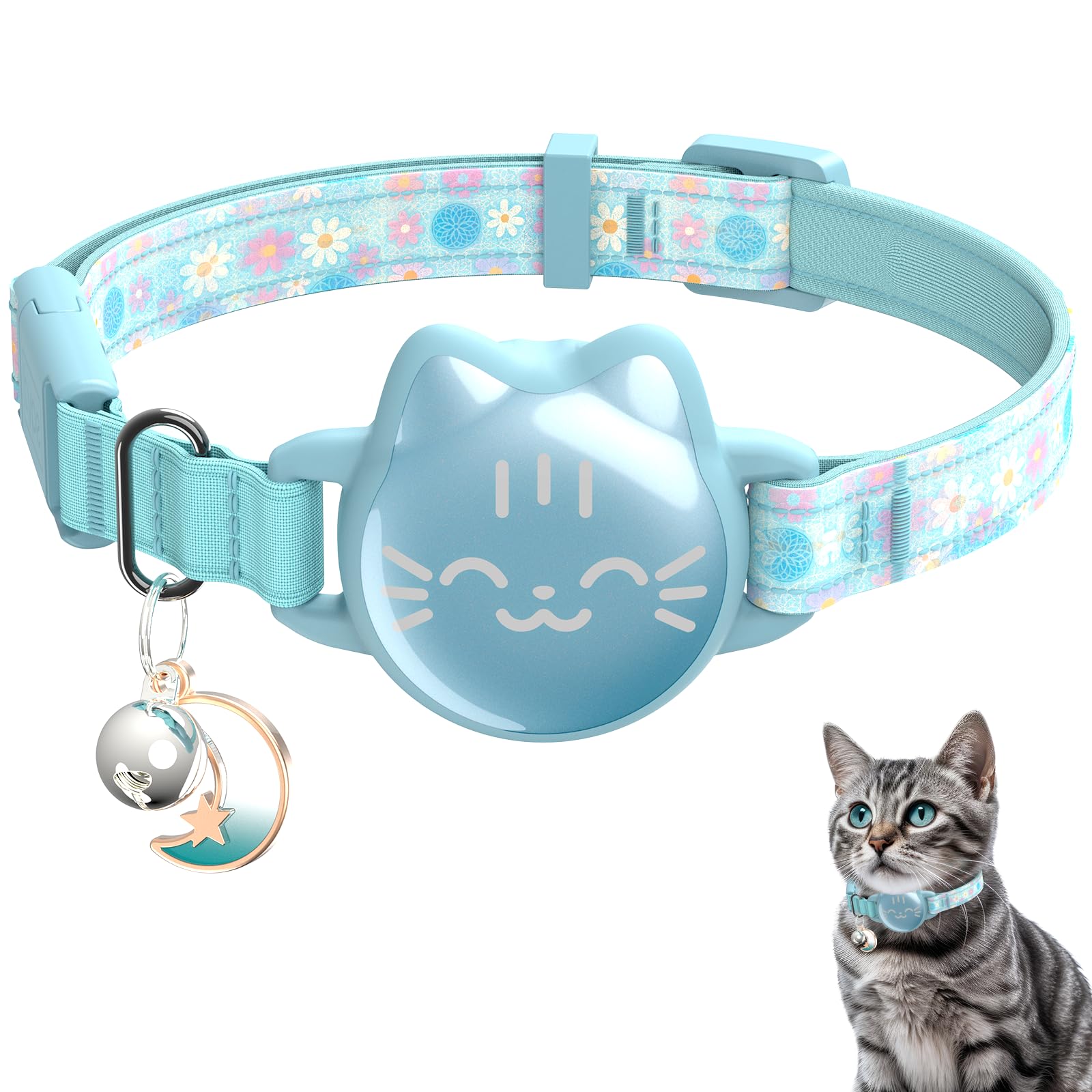 Collar gato AirTag impermeable y luminoso para evitar pérdidas en la noche