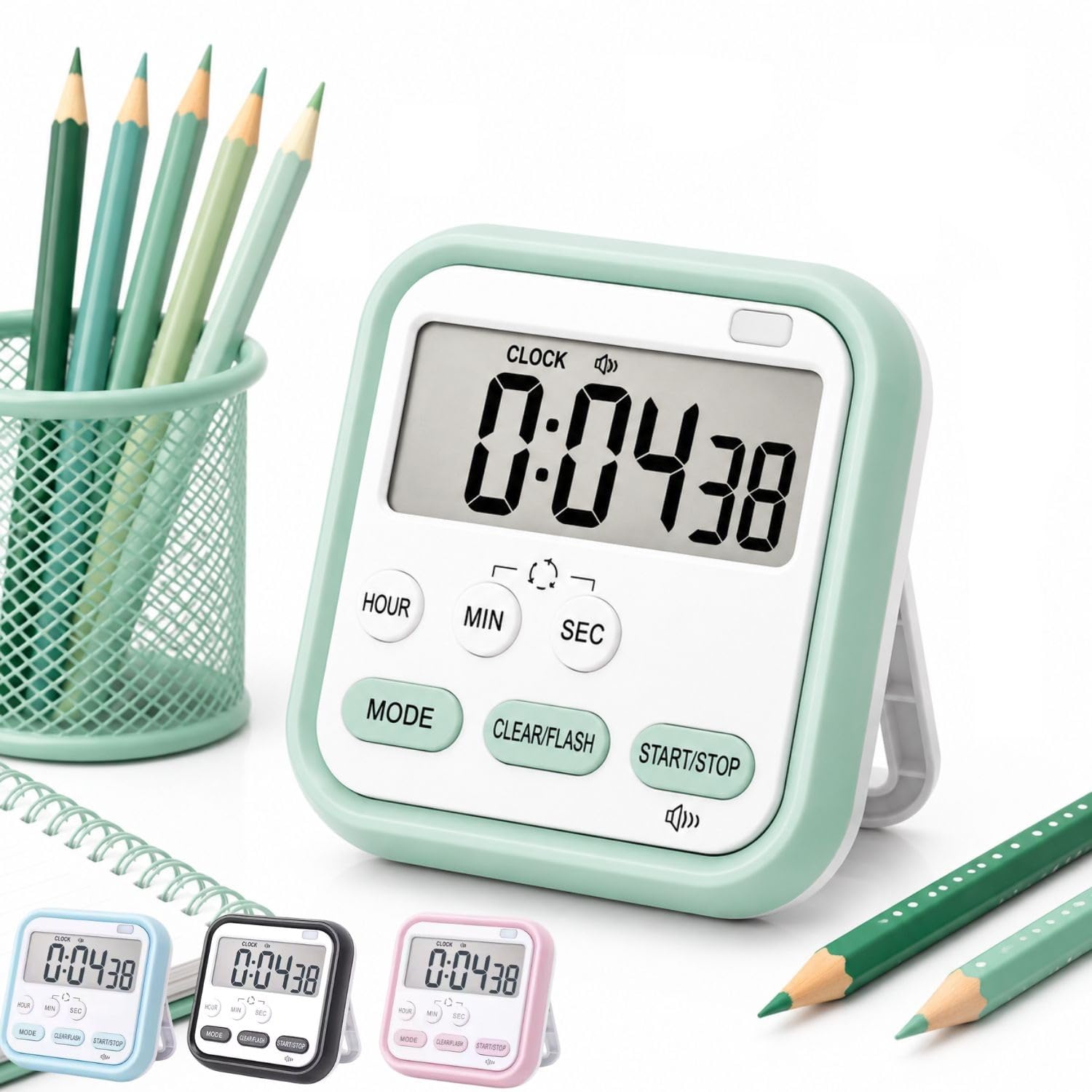 digital kitchen timer with countdown & stopwatch | large lcd display, loud alarm, magnetic back, fold-out stand & hanging hole for cooking, baking, study and workout
