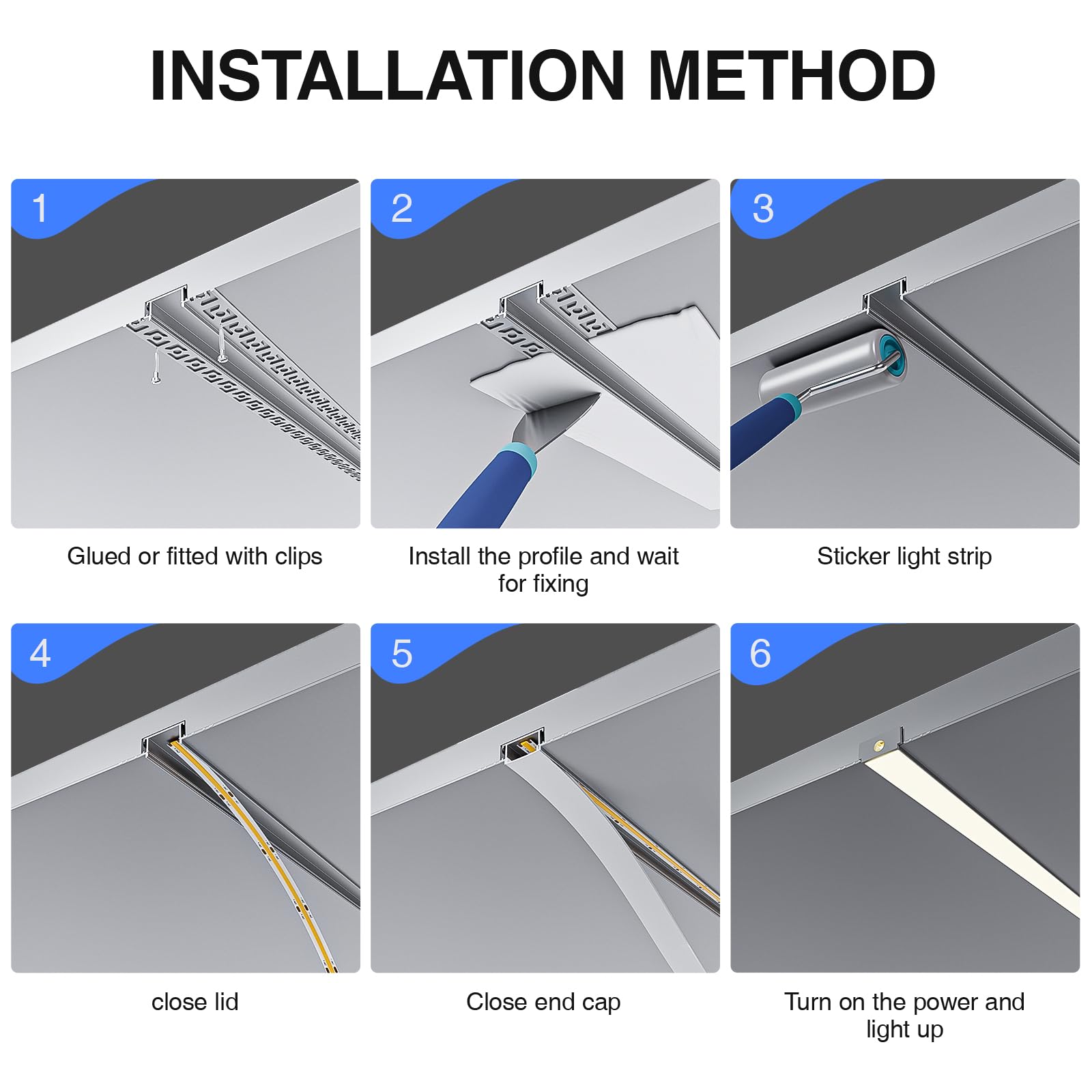 HOOLED Profilo in alluminio per strisce LED 2 m x 10 pezzi 20m, Con coperchio opaco, Dimensioni 28 mm x 13,8 mm Alette 64,2 mm, Supporta strisce LED di larghezza inferiore o uguale a 20,2 mm SP44