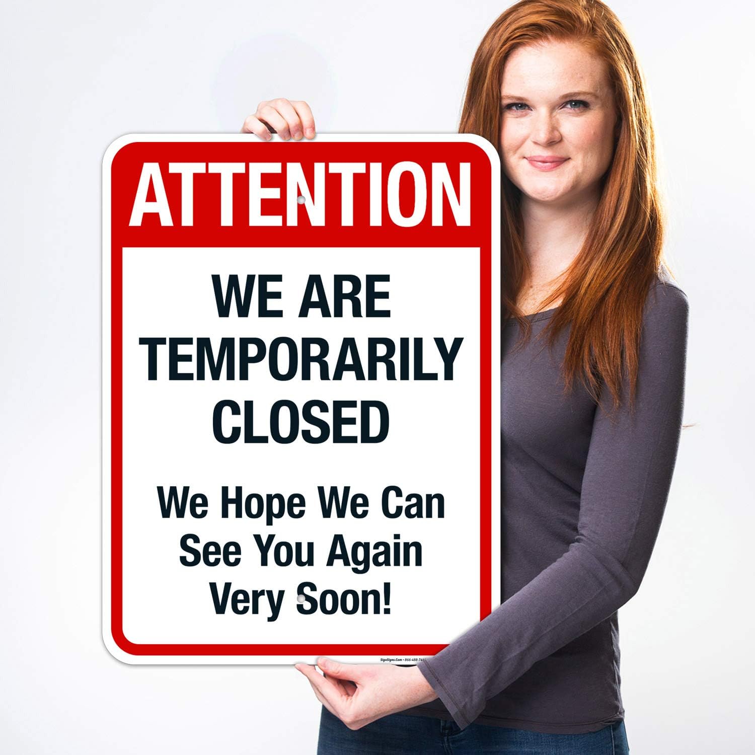 Attention We are Temporarily Closed Sign, Pool Sign, 18x24 Inches, Rust Free .063 Aluminum, Fade Resistant, Indoor/Outdoor Use, Made in USA