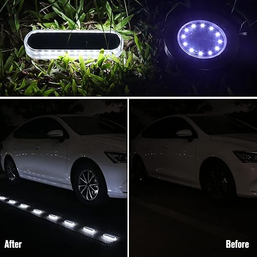 Miniatura 8 de Honalia Luces solares para cubierta, luces de muelle de entrada, paquete de 6 luces LED inalámbricas IP68 impermeables para exteriores, luces de