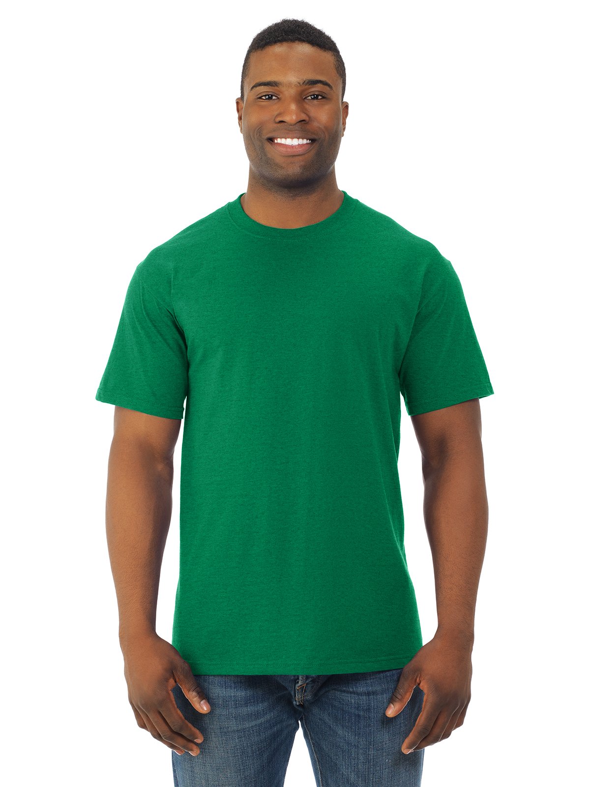 Fruit Of The Loom Men's Retro Heather Green Hd Cotton Short Sleeve Crew T-Shirt, Xl