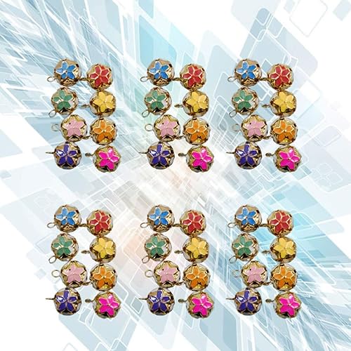 Miniatura 9 de EXCEART - 100 colgantes vintage de campanas de cerezo en flor de hierro, campanas huecas de Janpanese para bricolaje manualidades llavero mochila