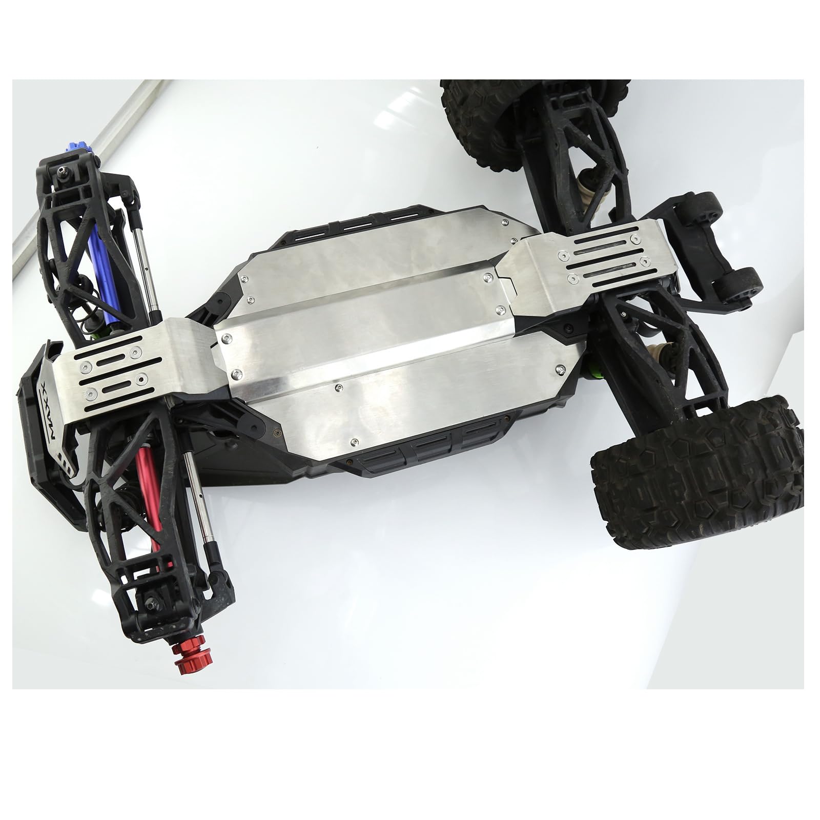JOYSOG RC Telaio Armature Set per TRAXXAS 1/10 MAXX V2.0 Widemaxx Monster Truck-89086-4 RC Acciaio Inox Protezione Skid Plate Anti-Collision Guard Accessori