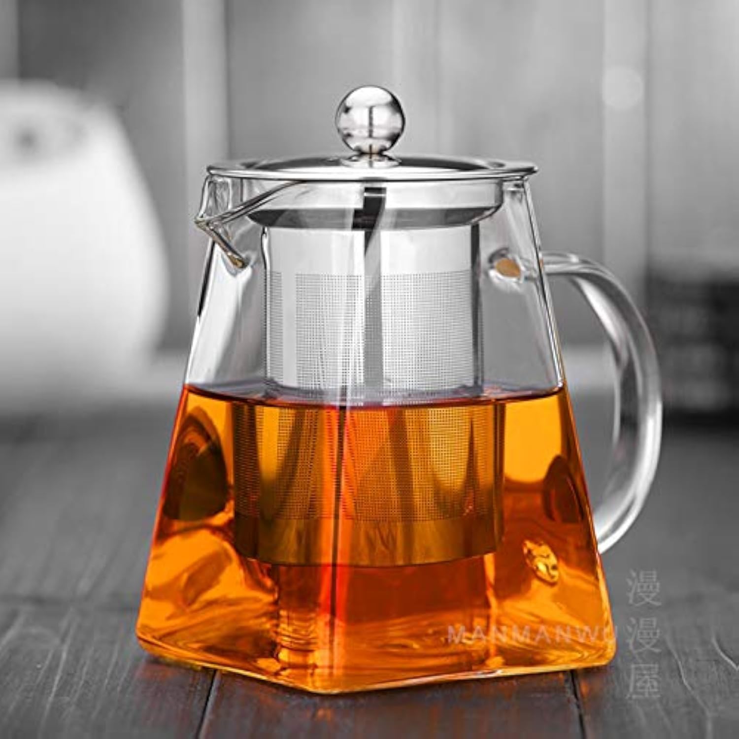 Hofu Small Clear High Borosilicate Glass Tea Pot with Removable 304 Stainless Steel Infuser, Heat Resistant Loose Leaf Teapot,Stovetop Safe, 550 ml/19.3 Ounce.