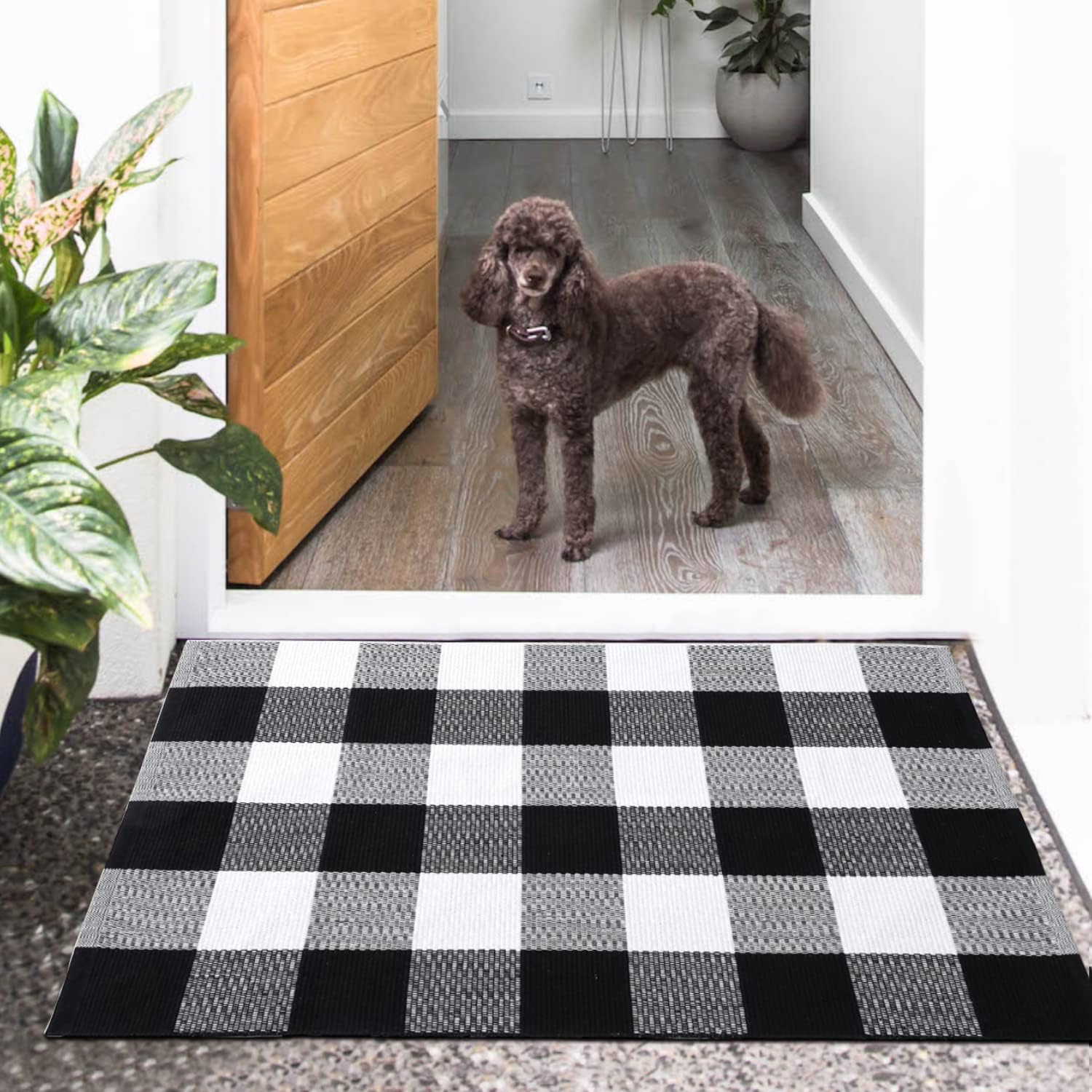 LHLJOYU Buffalo Plaid Rug Buffalo Check Area Rug Black and