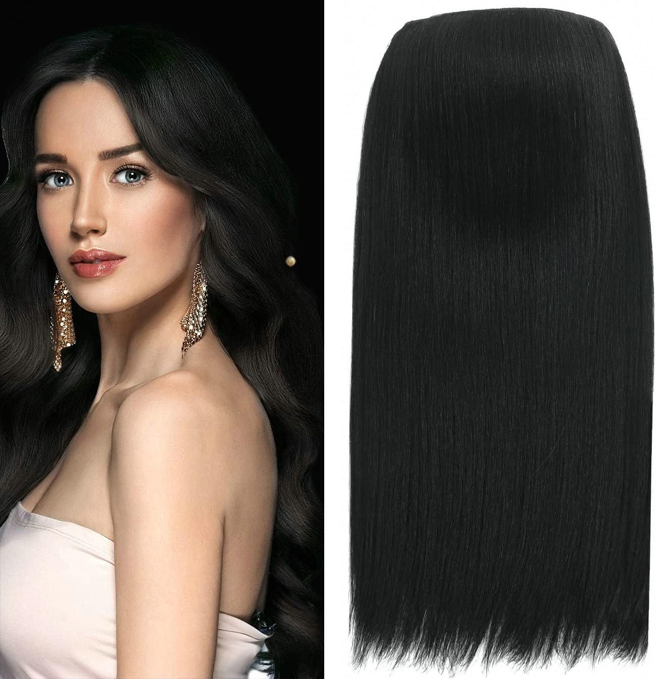 FUTAI Invisible Wire Real 100 Human Hair Extensions Transparent Wire Adjustable Size 4 Secure