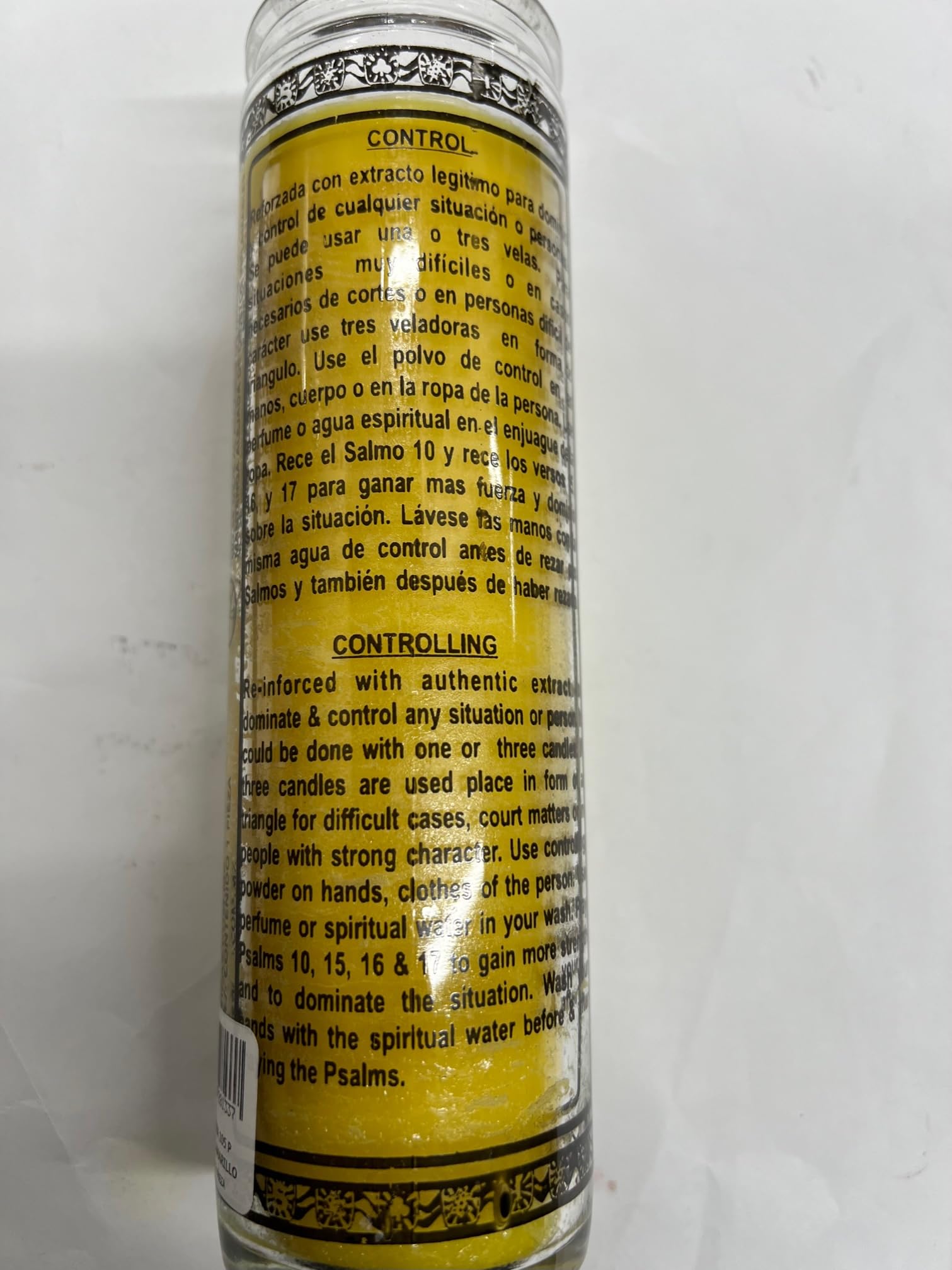 Brilux Control/Controlling unscented Yellow Pillar Candle in Glass, Red