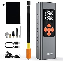 NEXPOW Auto Inflator Portable Air Compressor, Cordless 150PSI Car Air Pump with Digital Dual Screen, Electric Mini Tire Pump with 7500 mAh Battery, Small Car Tire Inflator with LED for Car, Bike, Ball