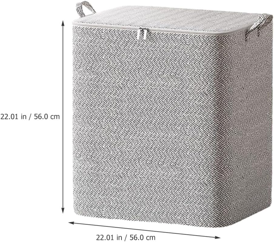 Unomor Large Capacity Clothing Storage Bag with Zipper and Handles Fabric Organizer for Blankets Quilts Bedding Storage Closet and Moving Use 22X22X22 Inches