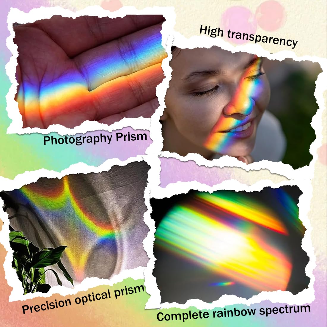 Prismi,Prisma triangolare in vetro ottico a due pezzi, prisma triangolare didattico, prisma rifrattivo