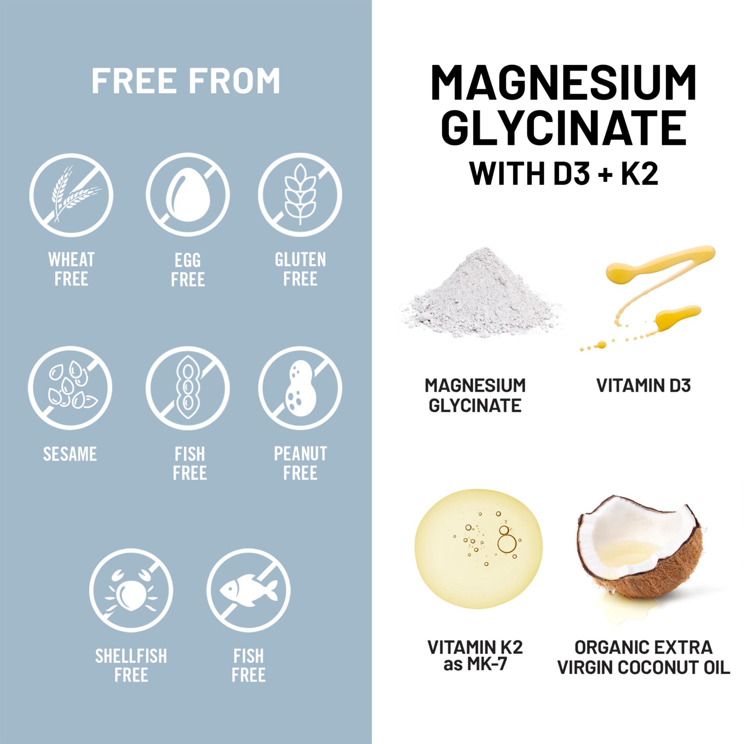 NatureWise Magnesium Glycinate 550mg + High-Dose 10000 IU Vitamin D3 K2 100 mcg - D3 K2 Magnesium Supplement - Chelated for High Absorption - Bone Support - Non-GMO, USA Manufactured - [30-Day Supply] — Amazon image 11