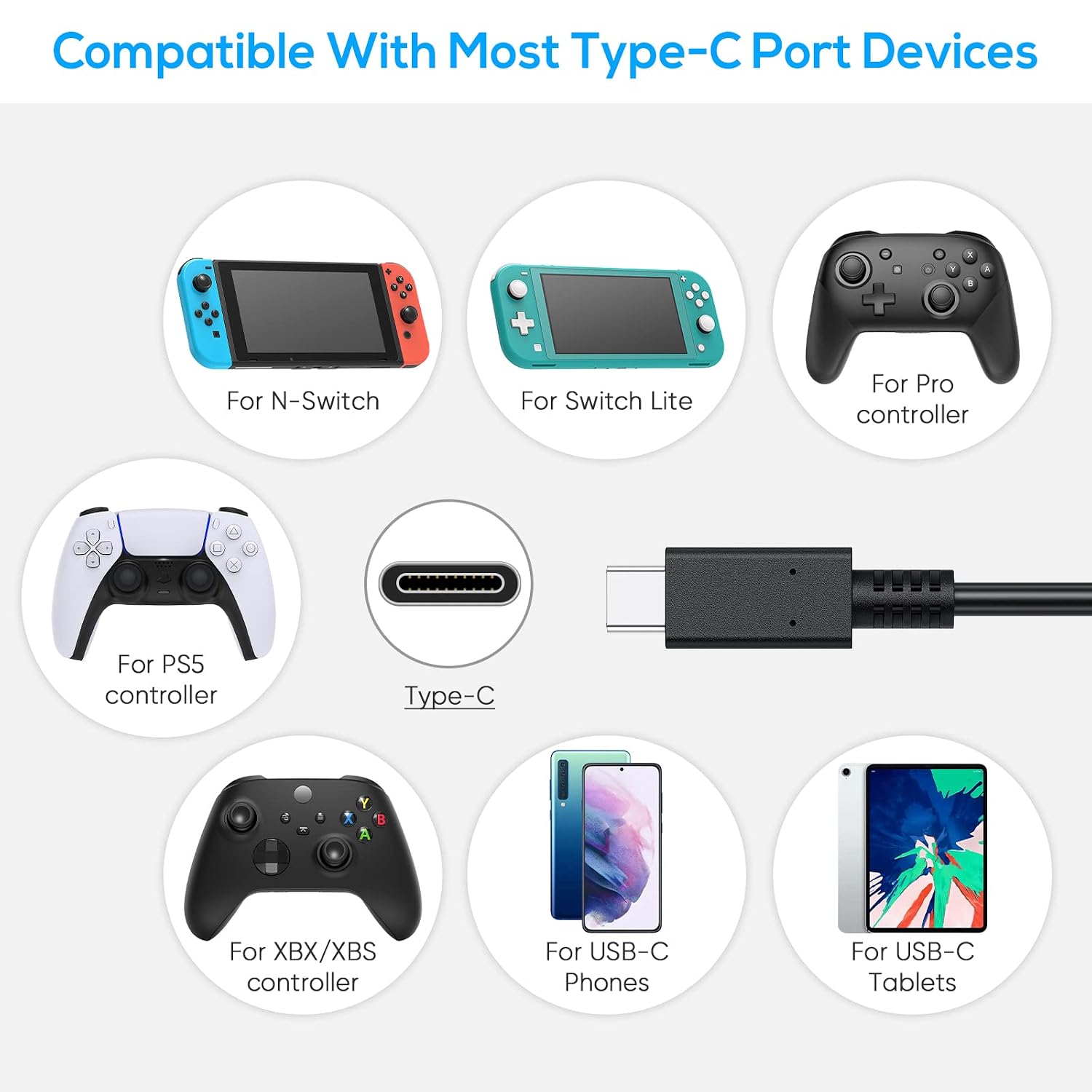 Charging Cable for Switch 2/Switch Lite/Switch OLED, Charger for Switch and Switch Lite, for Samsung Galaxy S9 S8 Note 8 and Other USB C Cable (9.8ft) Black 6 71M3brAOfQL. SL1500
