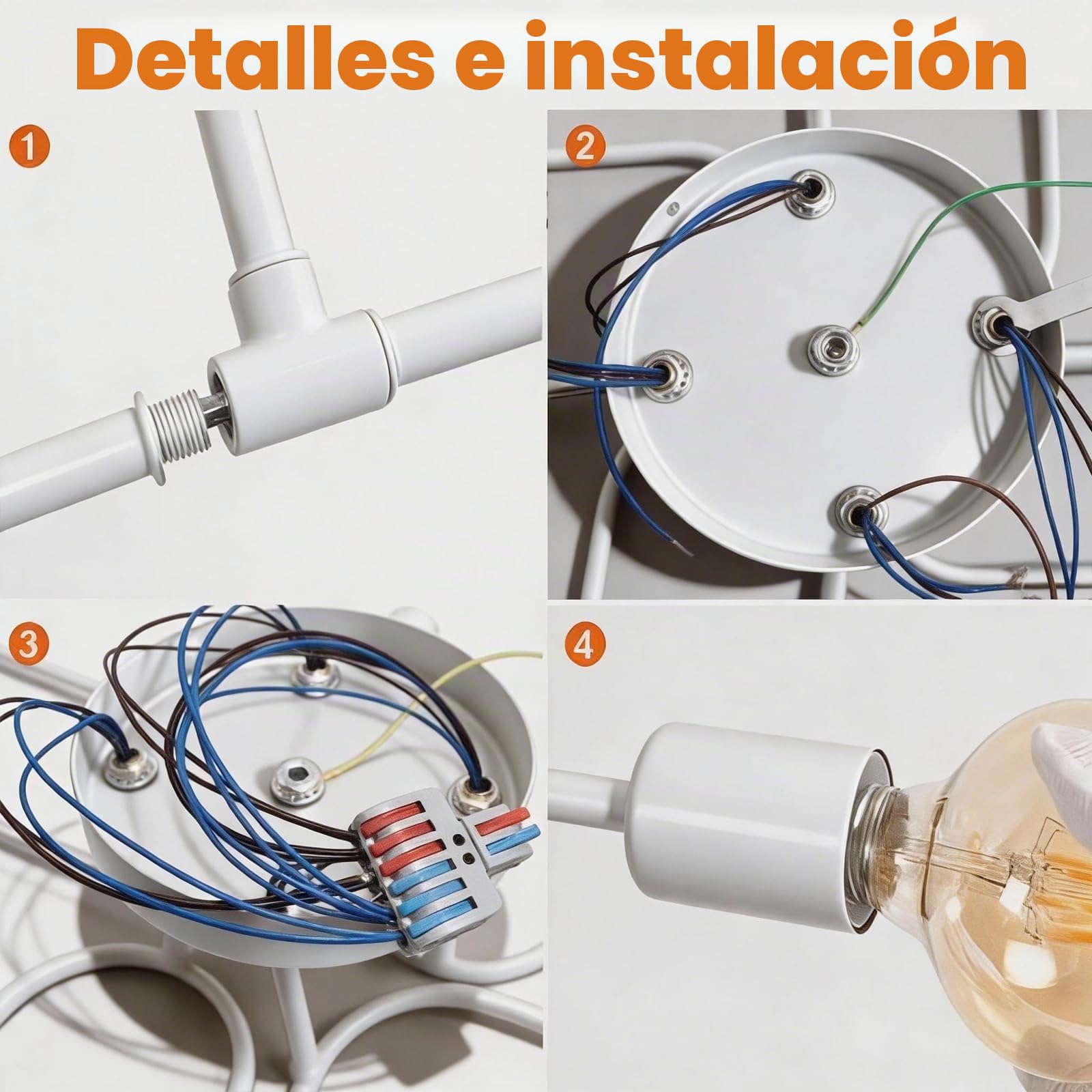 Lámparas de Techo,8 Luces Lámparas de Techo industriales Blanco | Plafon Sputnik E27,Lámparas de Techo Retro,Lámpara de Araña para Dormitorio, Sala de Estar, Cocina, Comedor(Sin Bombilla)