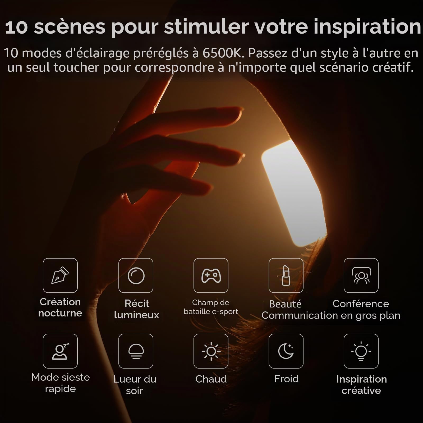 ULANZI K6500 Lampe Vidéo LED avec Support de Table, Batterie 8000 mAh, Panneau LED Professionnel, 1000 lumens 2900K-6500K éclairage Vidéo Magnétique Bluetooth, pour Youtube/Diffusion en Direct/Studio