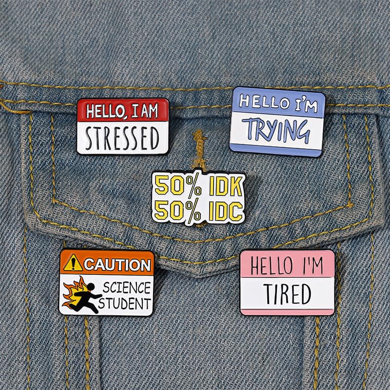 Image of Fun Dialog Enamel Brooch Pins - Express Your Mood with Humor