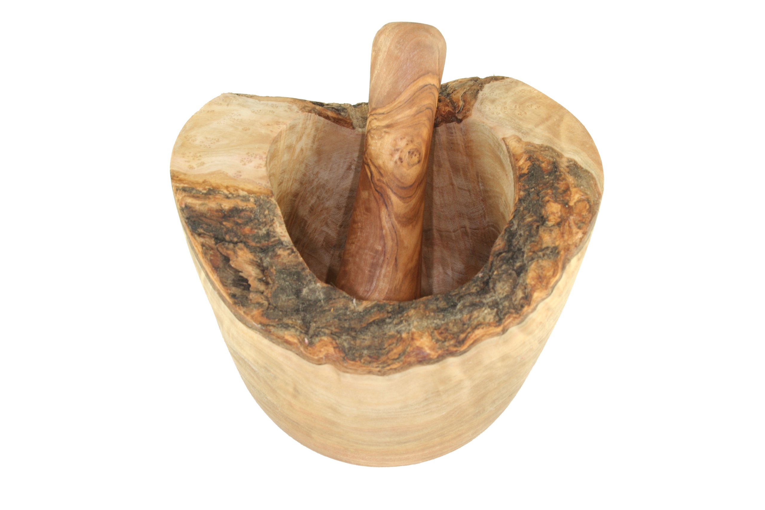 Mortier En Bois D'Olivier D.O.M. 12 Cm - Pilon Naturel Pour Herbes Et Épices