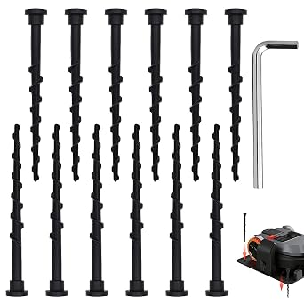 Pack of 12 Earth Screws Long 14 cm Black - Ground Screws Robot Lawnmower Set Including Hex Key - for Charging Station Ground Anchoring