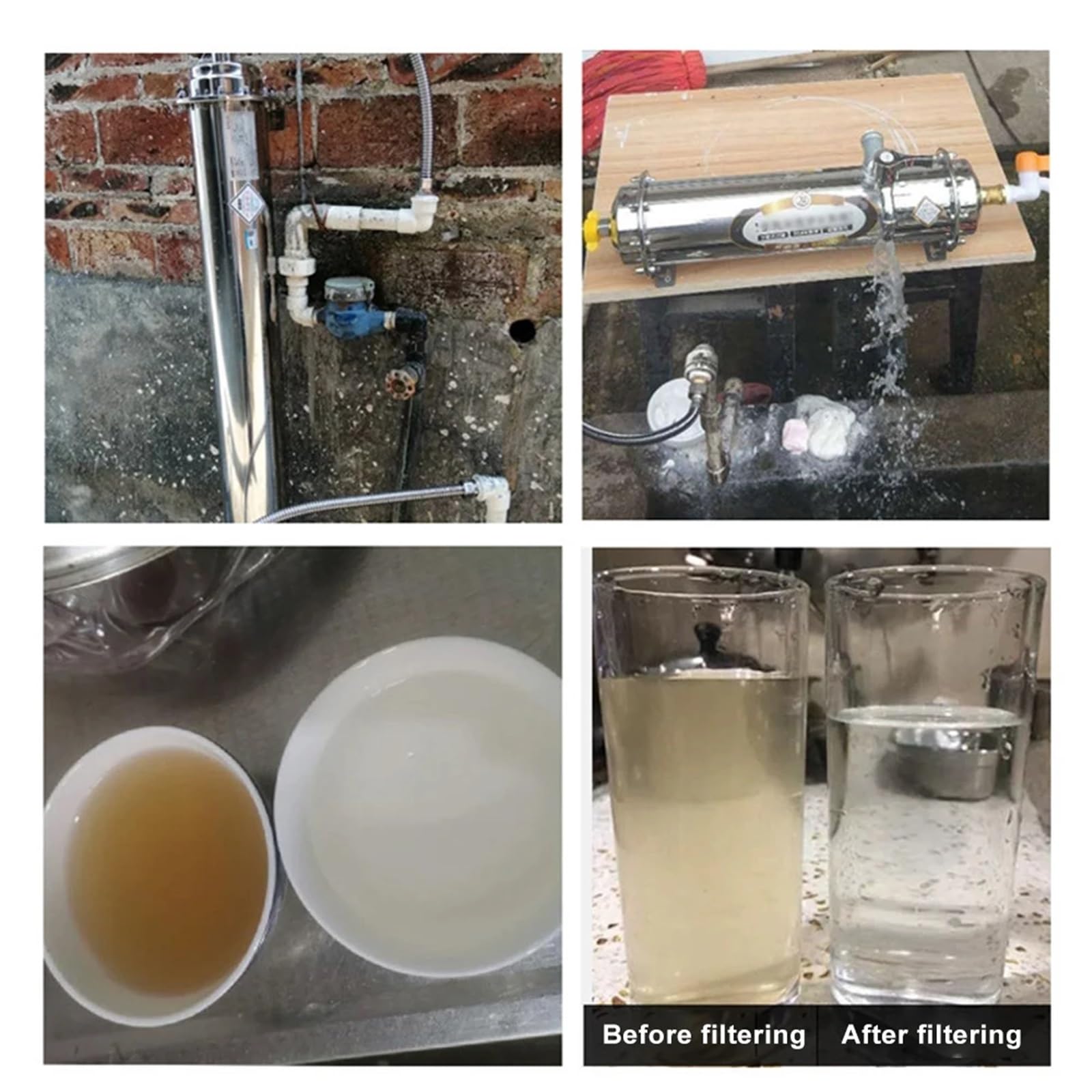 3000L/h Filtro Acqua In Acciaio Inox 304 PVDF Depuratore di Acqua di Ultrafiltrazione Con Cartuccia Lavabile Bevanda Diretta Filtro Da Cucina(600L)
