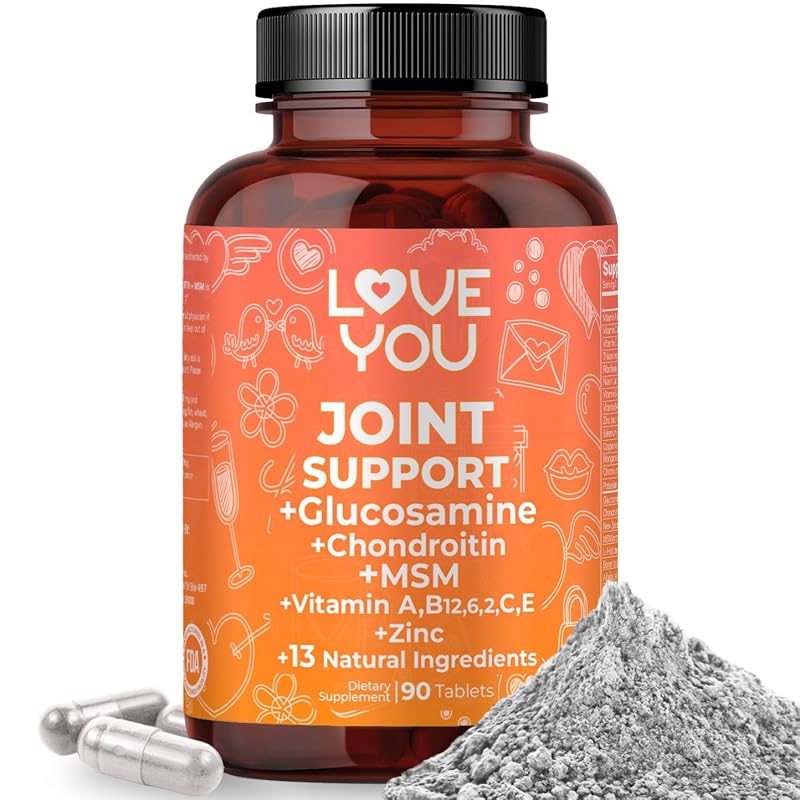 Love You Suplemento articular com glucosamina, condroitina, MSM e cúrcuma, 90 comprimidos