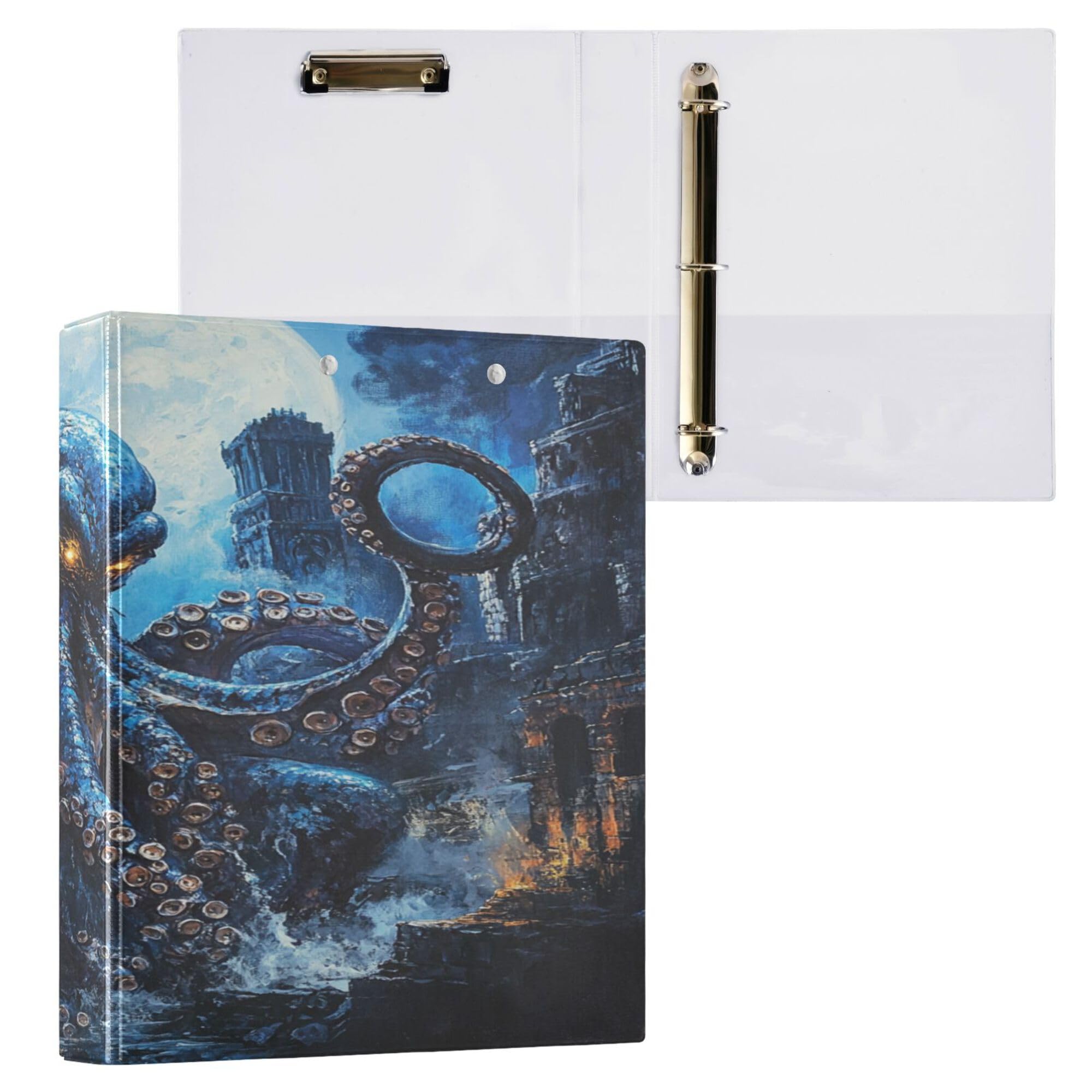 1 and A Half Inch Binders 3 Ringed Binder for College Students with Clipboard Office Supplies 200 Sheets 2 Pack Animal sea