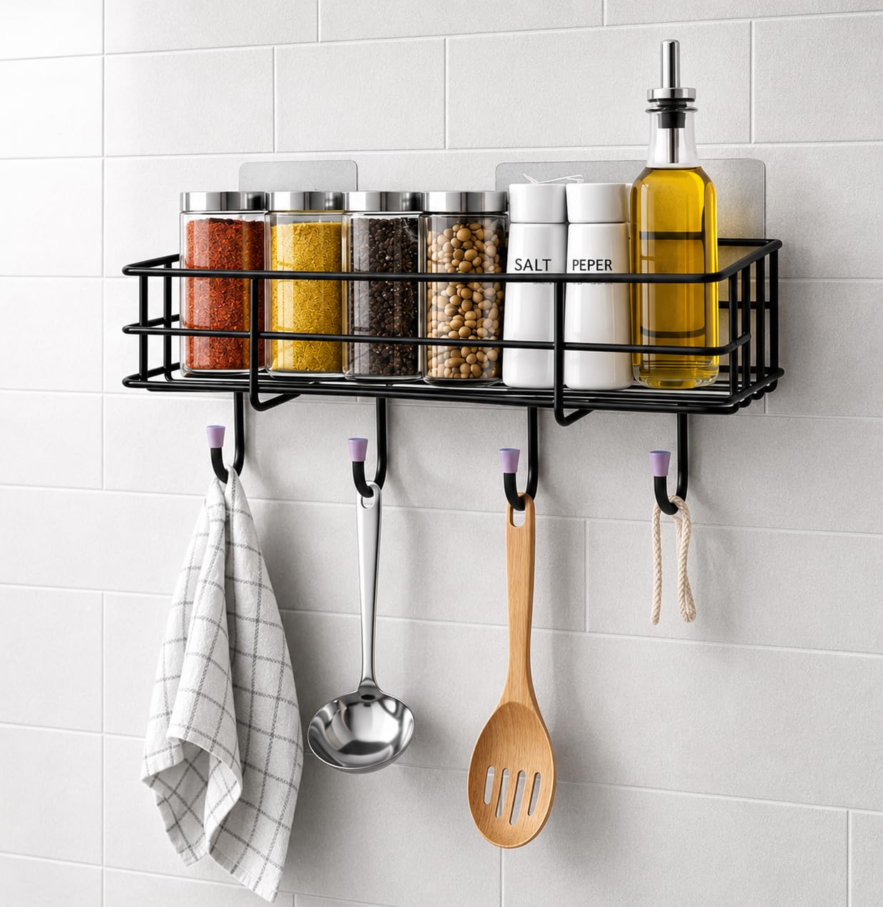 KOYOTE Wall Shelf Without Drilling and Multipurpose Corner Shelf Black Wall Shelves for Kitchen (Pack of 1)-image-38