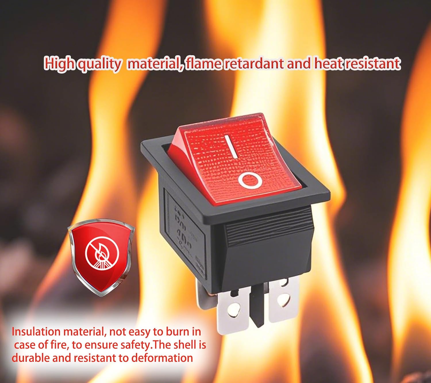 2 PCS KCD4 DPST 4 Pin Red Lighted 2 Position Rocker Switch
