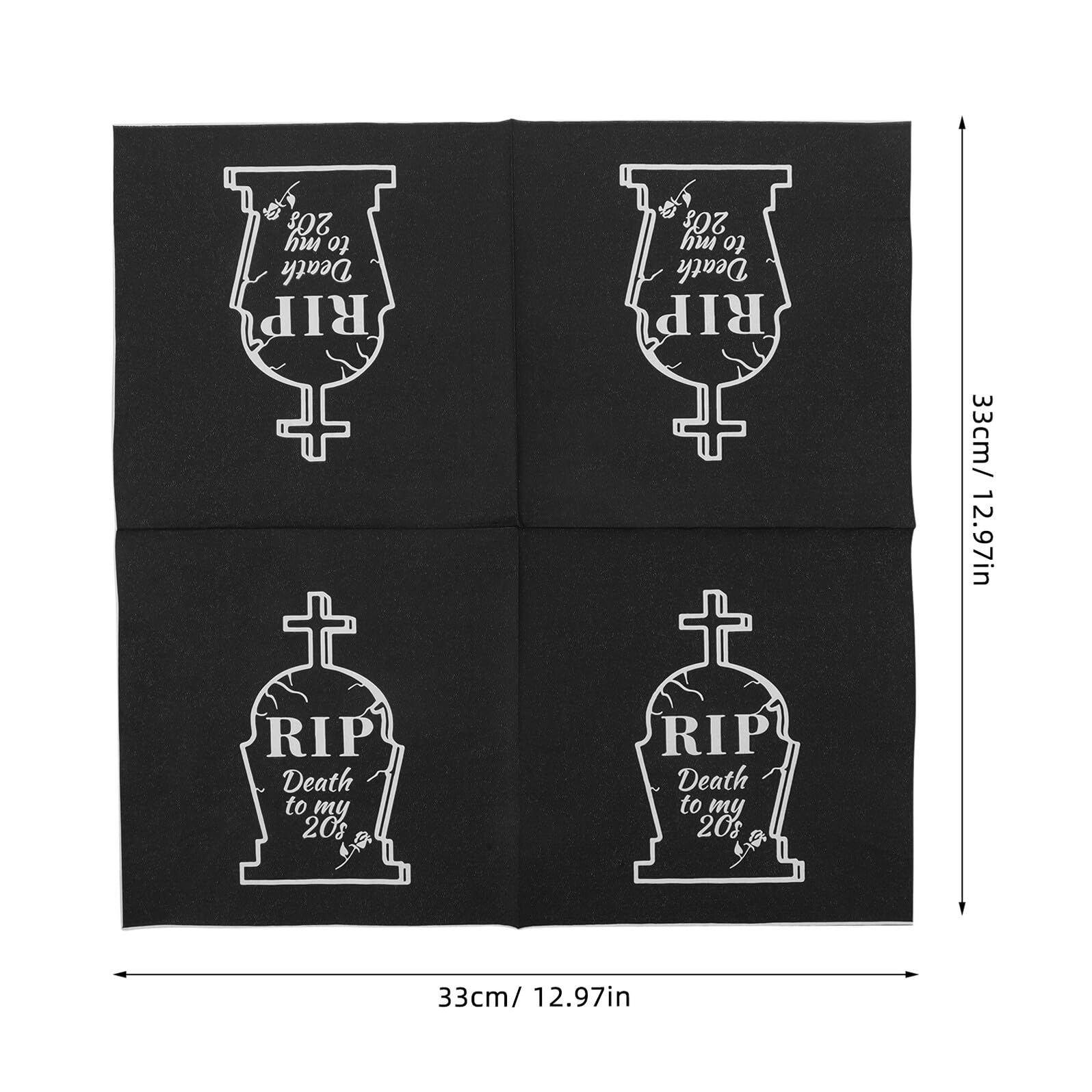 20 pezzi Tovaglioli di Carta Neri Tema Halloween Death To My per Feste Compleanno Assorbenti e Decorativi per Tavola per Addio AI Anni e Party Tema