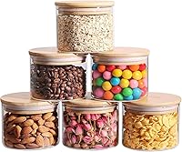 Vista 1 de ComSaf Juego de tarros de vidrio para almacenamiento de alimentos de 0.5 Qt, juego de 6 tarros de vidrio transparente con tapas, tarros