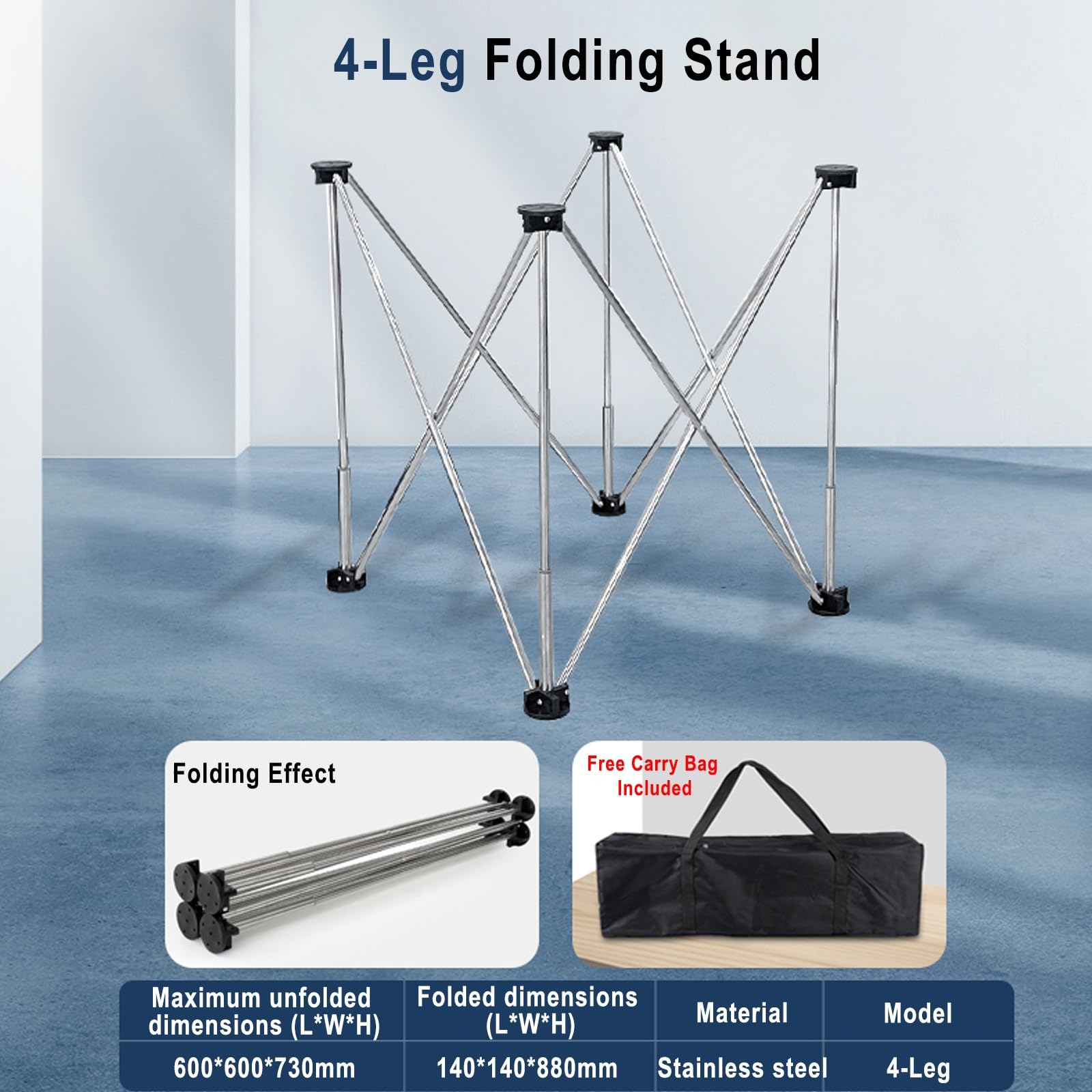 ROFBIHG Supporto da Lavoro Portatile, Basi per Tavolo a Ragno Pieghevoli, Supporto per Cavalletto con Borsa per Cantieri Edili e Lavorazione del Legno, Supporto per Cavalletto(4 legs)