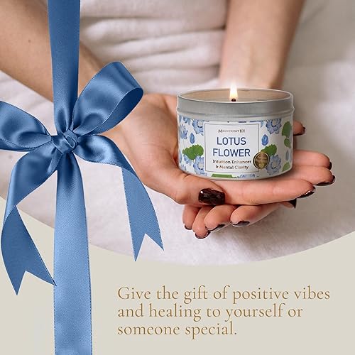 Miniatura 6 de MAGNIFICENT 101 Vela perfumada de flor de loto azul de larga duración, 6 onzas, 35 horas de combustión, sin parafina, vela de cera de soja para