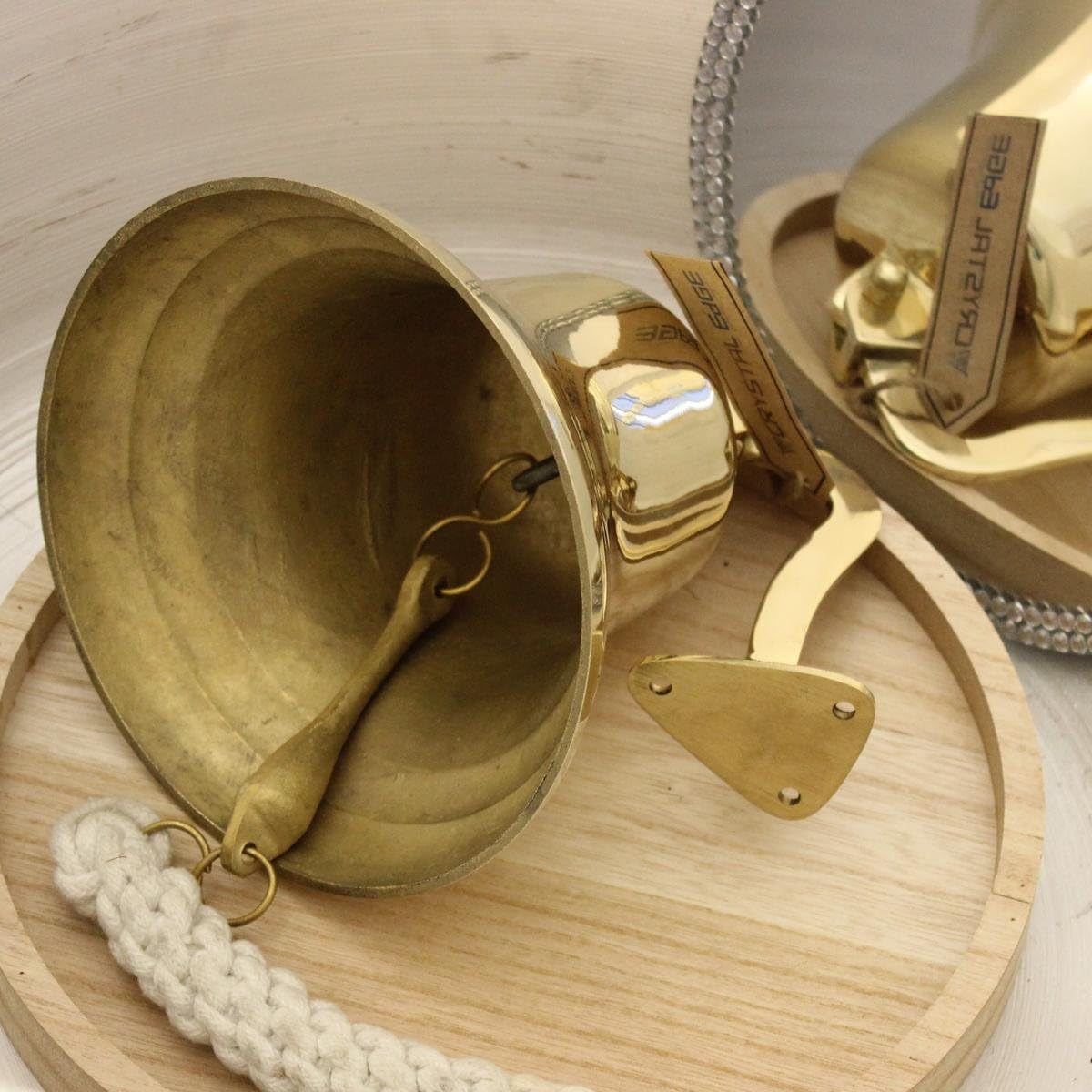 Medieval Replicas 7" Dia Vintage Nautical Heavy Duty Polished Brass Bell for Bar, Last Order, Reception, School, Outdoor, Indoor, Antique Pirate's Decorative Brass Ship's Bell (7" Titanic Bell)