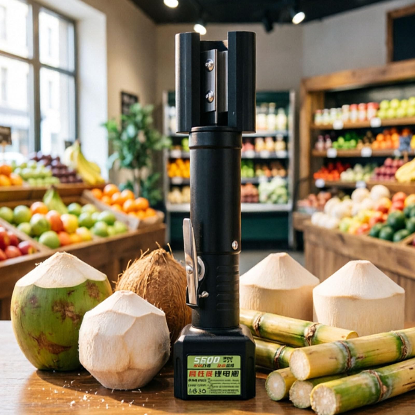 ErShangMao Electric Sugarcane Peeling Machine, Automatic Sugarcane Scraping Machine,Ipx67 Waterproof For Rain & Wash, 7500 Rpm, 125w Dual Bearing, Cordless Sugar Cane Peeling 1electricity+1blade