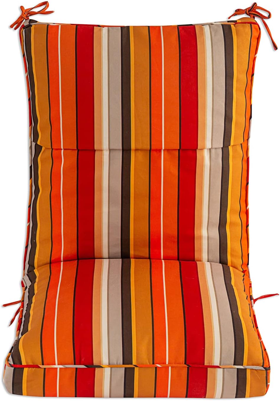 Set of 4 Outdoor Dining Chair Cushions, Comfort Patio Seating Cushions, 44 x21x4.5 inch, Single Welt and Zipper (Orange and Red Stripes)