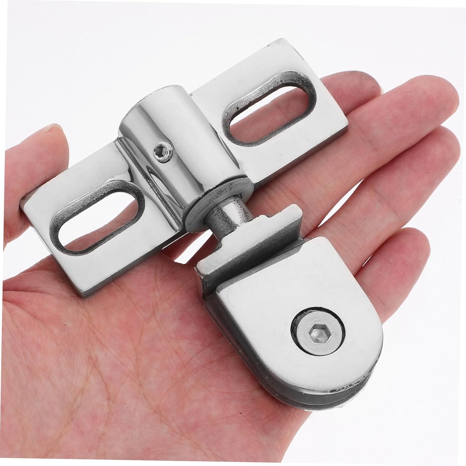 2 Sets Glass Clamp Hinge Latch Small Size Door Pivot Hinge Replacement Hardware for Bathroom Cabinets