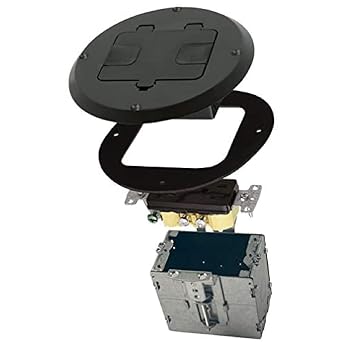 RACO 1-Gang Floor Box Kit, Recessed Duplex 15A TR Device, Steel Box, Black