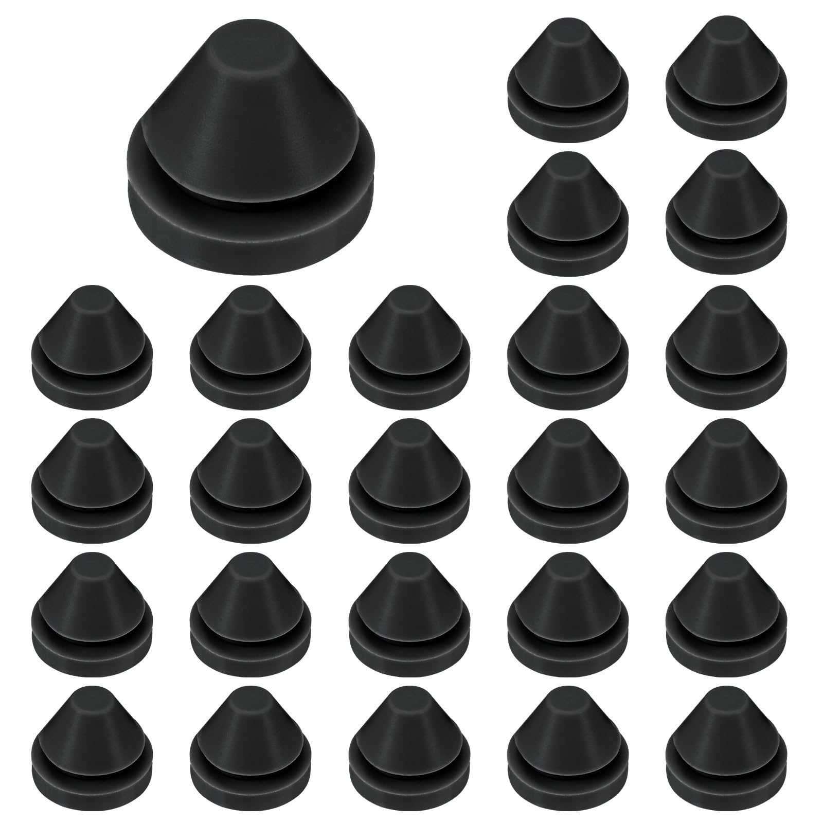M METERXITY 25-Pack Silicone Hole Plugs, Snap in Locking Hole Plugs for 9-10mm Hole, Round Hole Rubber Plug Kitchen Bulkheads Waterproof Sealing Plugs