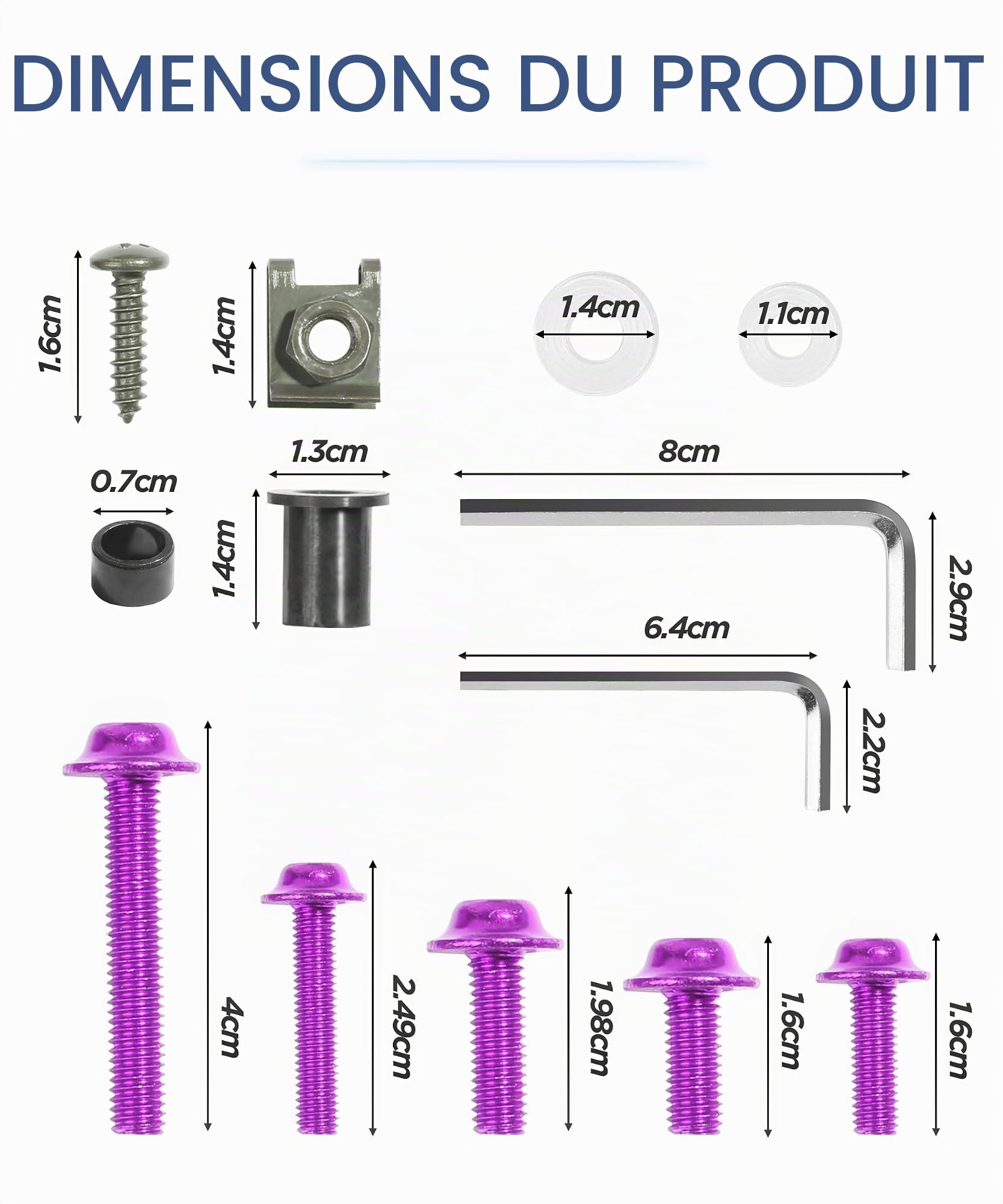 177PCS Kit Visserie Moto,Kit de Boulons de Carénage de Motos,Boulons de Carénage En Aluminium,Ensemble de Capots de vis de Moto,Convient à la Plupart des Motos,Sports Motorisés (Violet)