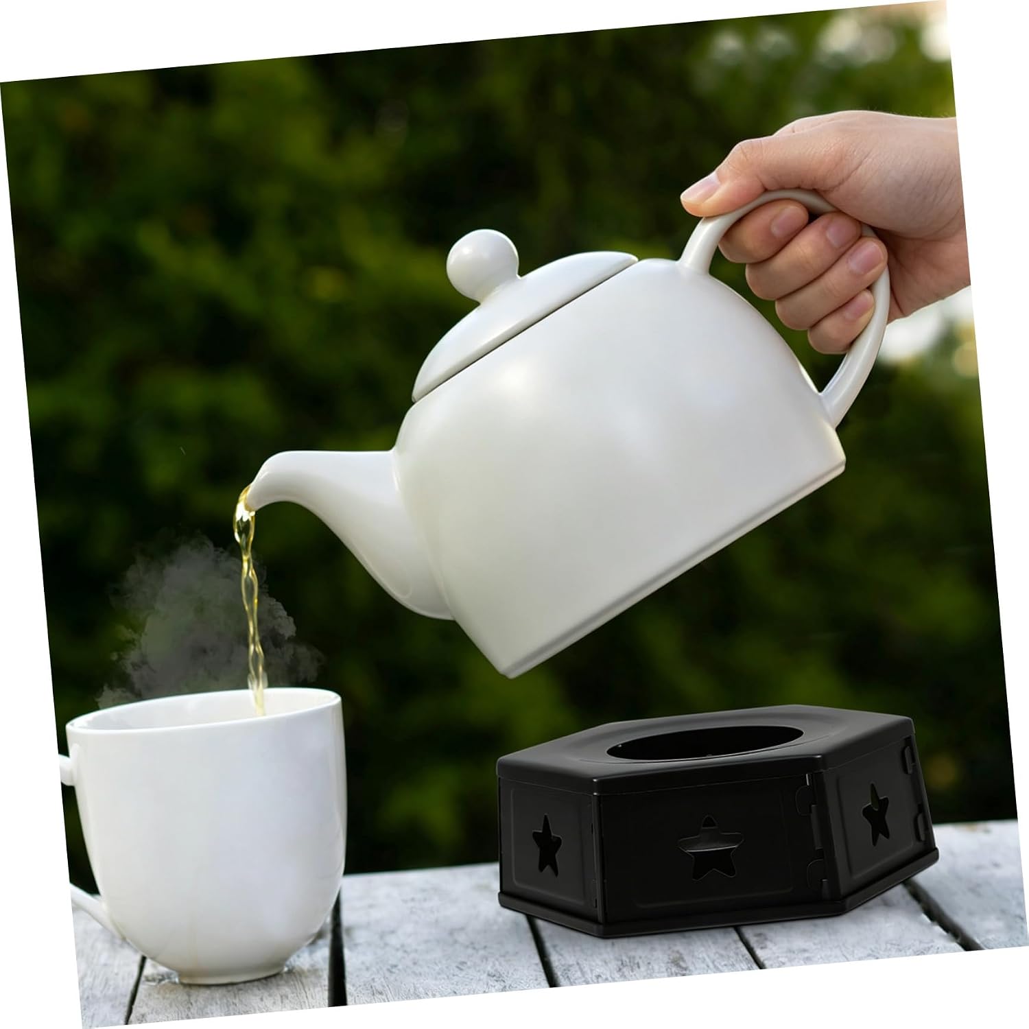 Portable Stainless Steel Tea Warmer Base, Hollow Metal Teapot Heater for Household Use, Removable Design Suitable for Coffee and Tea Heating