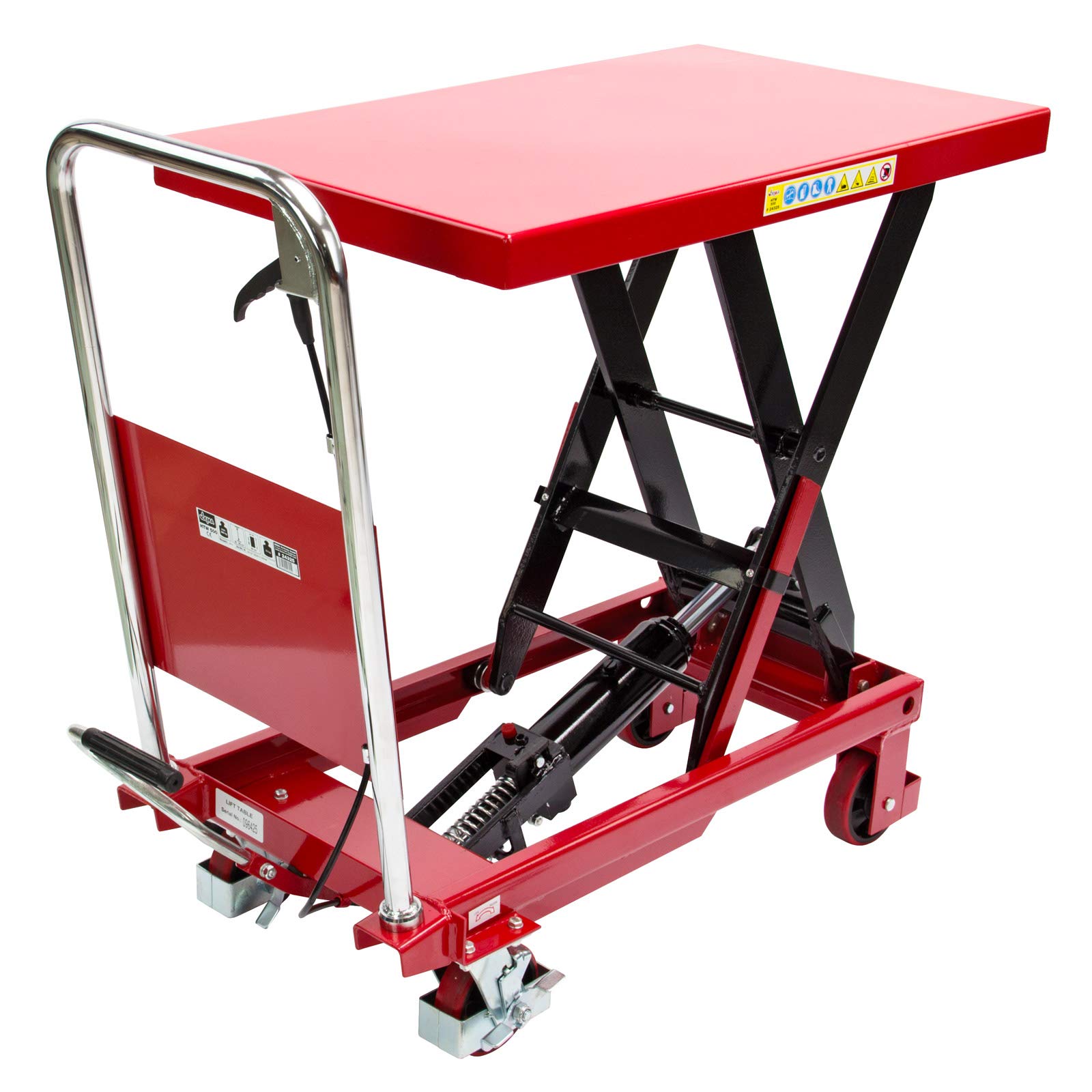 DEMA Hubtischwagen Quicklift TF-500 – Hydraulischer Hubwagen, Fahrbarer Hubtisch, Transportwagen, Tischwagen, 500 kg Tragkraft, Stahl, Rot, Robust & Vielseitig, Ideal für Werkstatt & Lager