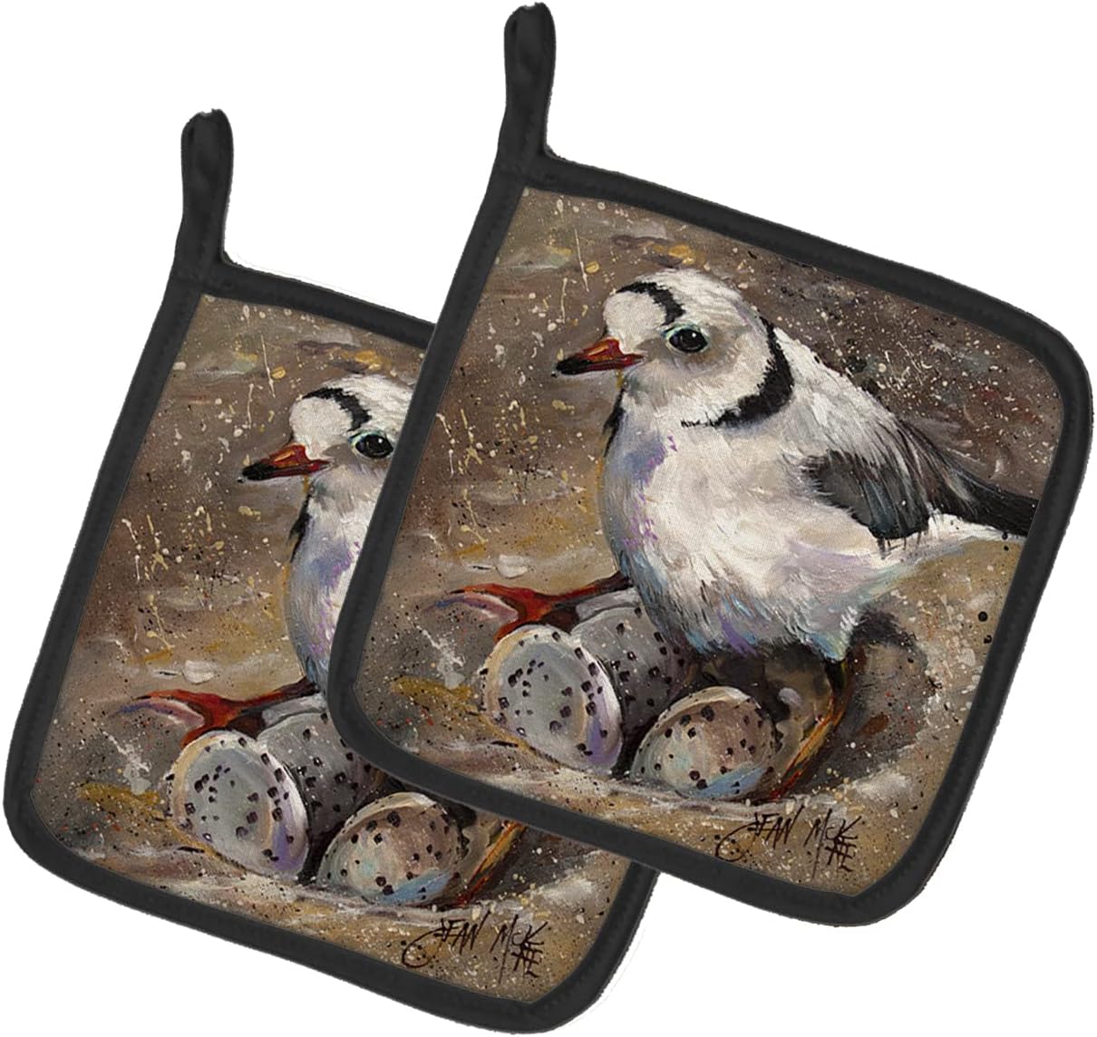 Caroline's Treasures JMK1215PTHD Piping Plover Pair of Pot Holders Kitchen Heat Resistant Pot Holders Sets Oven Hot Pads for Cooking Baking BBQ, 7 1/2 x 7 1/2