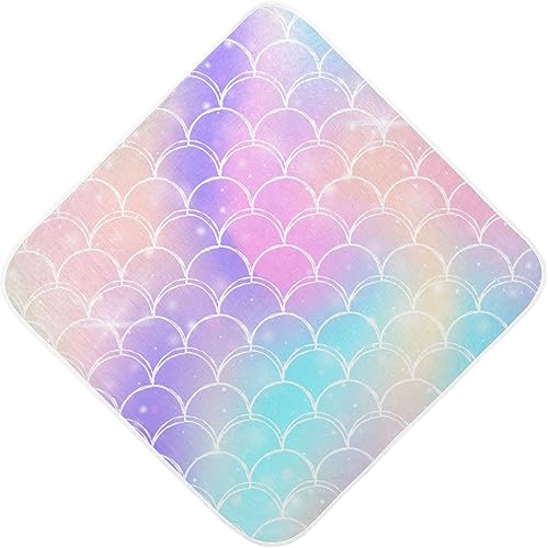 Toalla de baño de princesa sirena rosa para bebés, niños y niñas, toallas con capucha de escamas de sirena moradas, toallas de algodón orgánico,