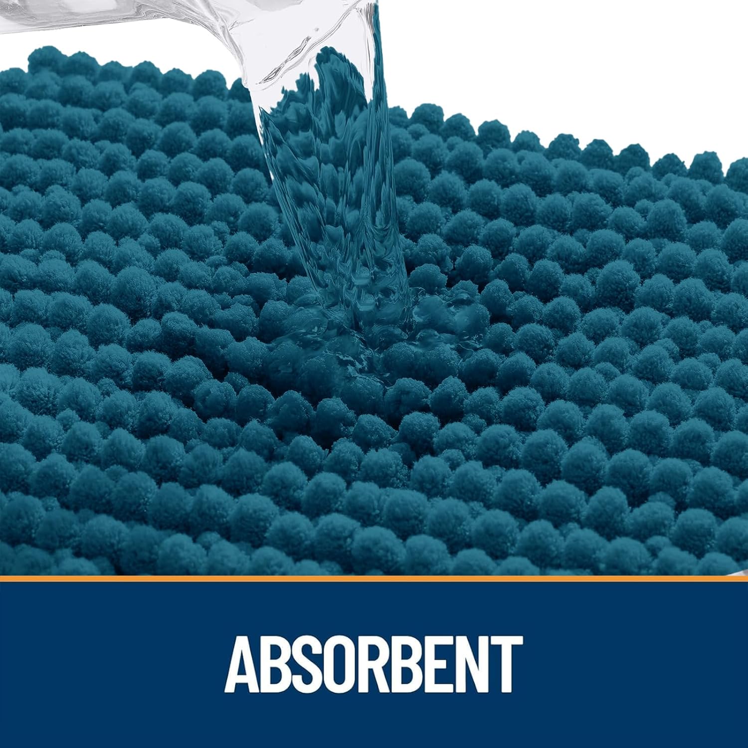 OLANLY Dog Door Mat for Muddy Paws 47x17, Ultra Absorbent Chenille Mud Doormat, Non-Slip Washable and Dirt Trapping Doormat for Indoor Entryway, Quick-Dry Indoor Pet Bed Mats for Dogs, Atlantic Blue