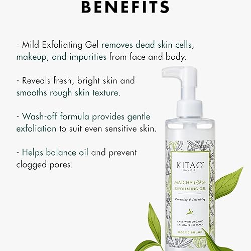 Miniatura 3 de KITAO Exfoliante corporal para mujeres y hombres con matcha, chía y acai, exfoliante facial, gel exfoliante corporal, exfoliante de piel, removedor